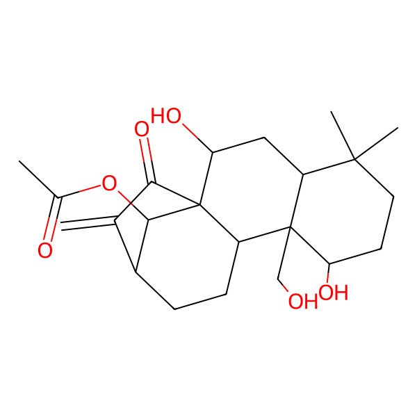 2D Structure of [(1R,2R,4R,8S,9R,10S,13S,16R)-2,8-dihydroxy-9-(hydroxymethyl)-5,5-dimethyl-14-methylidene-15-oxo-16-tetracyclo[11.2.1.01,10.04,9]hexadecanyl] acetate