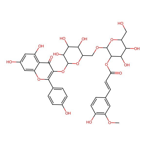 2D Structure of [2-[[6-[5,7-Dihydroxy-2-(4-hydroxyphenyl)-4-oxochromen-3-yl]oxy-3,4,5-trihydroxyoxan-2-yl]methoxy]-4,5-dihydroxy-6-(hydroxymethyl)oxan-3-yl] 3-(4-hydroxy-3-methoxyphenyl)prop-2-enoate