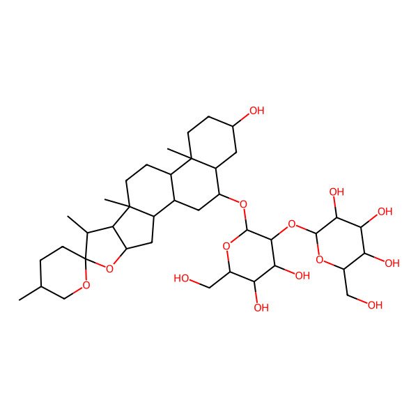 2D Structure of 2-[4,5-Dihydroxy-6-(hydroxymethyl)-2-(16-hydroxy-5',7,9,13-tetramethylspiro[5-oxapentacyclo[10.8.0.02,9.04,8.013,18]icosane-6,2'-oxane]-19-yl)oxyoxan-3-yl]oxy-6-(hydroxymethyl)oxane-3,4,5-triol