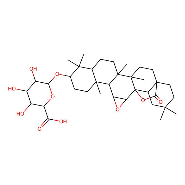 2D Structure of 6-[(6,10,10,14,15,21,21-Heptamethyl-25-oxo-3,24-dioxaheptacyclo[16.5.2.01,15.02,4.05,14.06,11.018,23]pentacosan-9-yl)oxy]-3,4,5-trihydroxyoxane-2-carboxylic acid