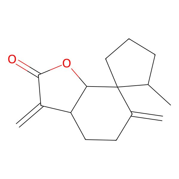 2D Structure of (2'S,3aR,7R,7aS)-2'-methyl-3,6-dimethylidenespiro[3a,4,5,7a-tetrahydro-1-benzofuran-7,1'-cyclopentane]-2-one