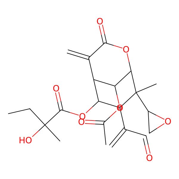 2D Structure of [(1S,5R,6S,7R,8R,9R)-9-acetyloxy-8-methyl-4-methylidene-8-[(2S)-oxiran-2-yl]-3-oxo-7-(3-oxoprop-1-en-2-yl)-2-oxabicyclo[3.3.1]nonan-6-yl] (2S)-2-hydroxy-2-methylbutanoate