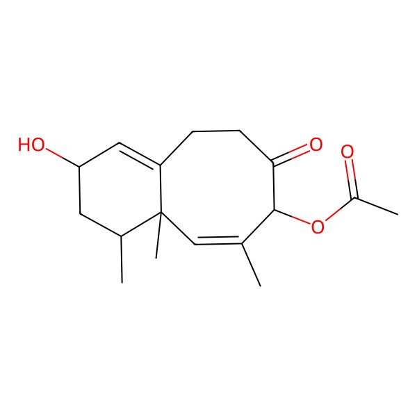 2D Structure of [(1S,3S,8S,9Z,10aS)-3-hydroxy-1,9,10a-trimethyl-7-oxo-1,2,3,5,6,8-hexahydrobenzo[8]annulen-8-yl] acetate