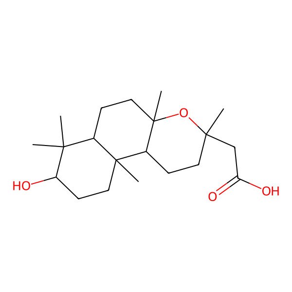 2D Structure of 2-[(3S,4aS,6aS,8R,10aR,10bS)-8-hydroxy-3,4a,7,7,10a-pentamethyl-2,5,6,6a,8,9,10,10b-octahydro-1H-benzo[f]chromen-3-yl]acetic acid