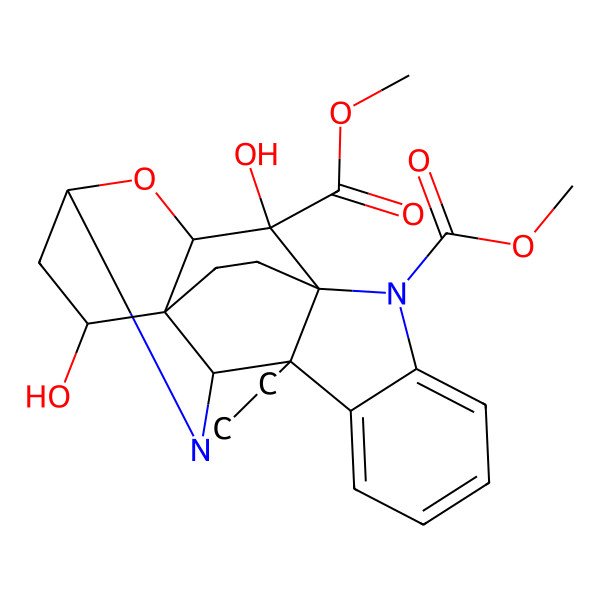 2D Structure of dimethyl (1S,2R,6R,14S,15R,16R,18S,20S)-15,20-dihydroxy-17-oxa-3,13-diazaheptacyclo[12.6.2.01,16.02,6.03,18.06,14.07,12]docosa-7,9,11-triene-13,15-dicarboxylate