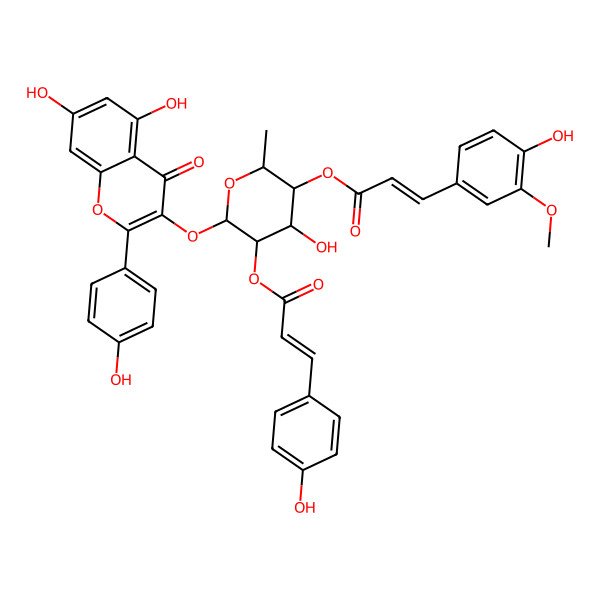 2D Structure of [2-[5,7-Dihydroxy-2-(4-hydroxyphenyl)-4-oxochromen-3-yl]oxy-4-hydroxy-5-[3-(4-hydroxy-3-methoxyphenyl)prop-2-enoyloxy]-6-methyloxan-3-yl] 3-(4-hydroxyphenyl)prop-2-enoate