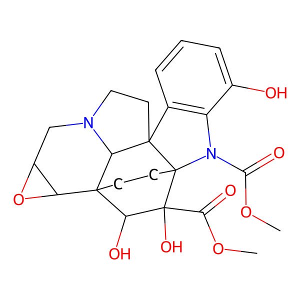 2D Structure of dimethyl (2R,4S,9R,18R,19R,22R)-14,18,19-trihydroxy-3-oxa-6,16-diazaheptacyclo[15.2.2.11,6.02,4.09,17.010,15.09,22]docosa-10(15),11,13-triene-16,18-dicarboxylate
