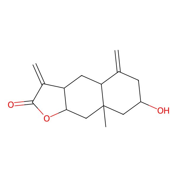 2D Structure of (3aR,4aS,7S,8aR,9aS)-7-hydroxy-8a-methyl-3,5-dimethylidene-3a,4,4a,6,7,8,9,9a-octahydrobenzo[f][1]benzofuran-2-one