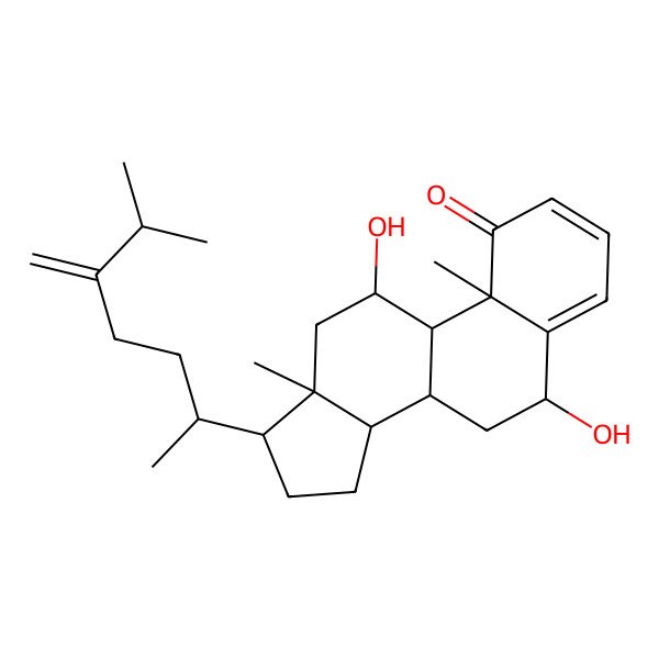 2D Structure of 6,11-Dihydroxy-10,13-dimethyl-17-(6-methyl-5-methylideneheptan-2-yl)-6,7,8,9,11,12,14,15,16,17-decahydrocyclopenta[a]phenanthren-1-one