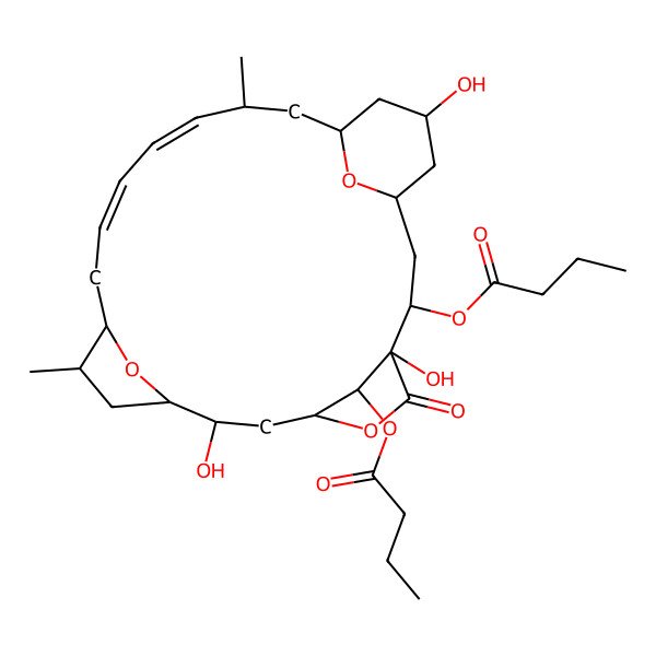 2D Structure of [(1R,3R,4S,7R,9R,10R,12R,13R,19R,21R,23S,27S)-27-butanoyloxy-4,9,23-trihydroxy-12,19-dimethyl-5-oxo-6,25,26-trioxatetracyclo[19.3.1.14,7.110,13]heptacosa-15,17-dien-3-yl] butanoate