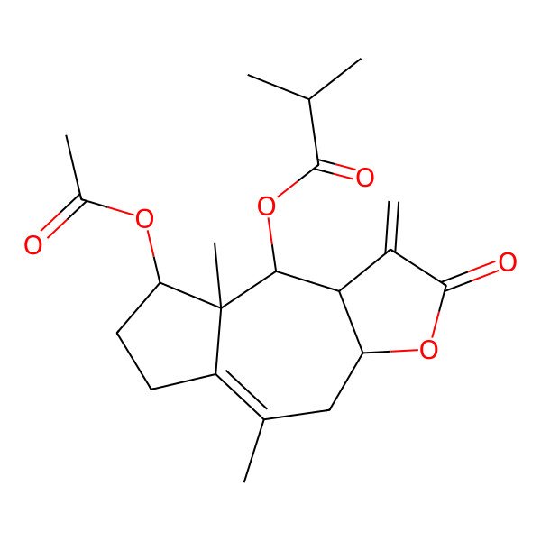 2D Structure of (8-acetyloxy-5,8a-dimethyl-1-methylidene-2-oxo-4,6,7,8,9,9a-hexahydro-3aH-azuleno[6,5-b]furan-9-yl) 2-methylpropanoate