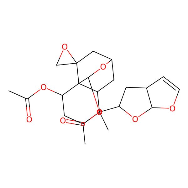 2D Structure of [5-(3a,4,5,6a-Tetrahydrofuro[2,3-b]furan-5-yl)-10-acetyloxy-5-methylspiro[9-oxatricyclo[6.2.2.01,6]dodecane-11,2'-oxirane]-2-yl] acetate