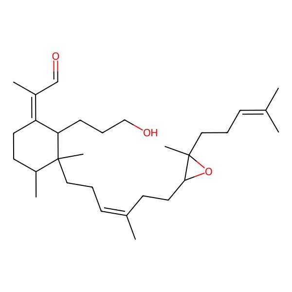 2D Structure of (2Z)-2-[(2S,3R,4R)-2-(3-hydroxypropyl)-3,4-dimethyl-3-[(E)-4-methyl-6-[(2R,3S)-3-methyl-3-(4-methylpent-3-enyl)oxiran-2-yl]hex-3-enyl]cyclohexylidene]propanal