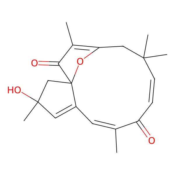 2D Structure of (1R,3S,6Z,9E)-3-hydroxy-3,7,11,11,14-pentamethyl-16-oxatricyclo[11.2.1.01,5]hexadeca-4,6,9,13-tetraene-8,15-dione