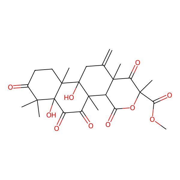2D Structure of Methyl 6a,10b-dihydroxy-2,4b,7,7,10a,12a-hexamethyl-12-methylidene-1,4,5,6,8-pentaoxo-4a,9,10,11-tetrahydronaphtho[1,2-h]isochromene-2-carboxylate
