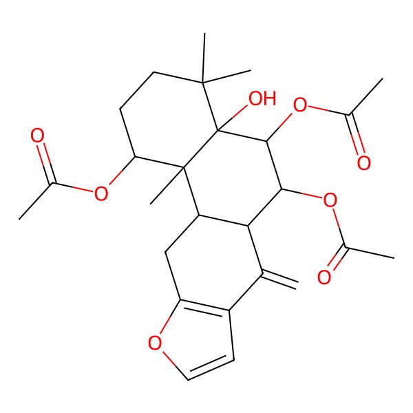 2D Structure of (5,6-Diacetyloxy-4a-hydroxy-4,4,11b-trimethyl-7-methylidene-1,2,3,5,6,6a,11,11a-octahydronaphtho[2,1-f][1]benzofuran-1-yl) acetate