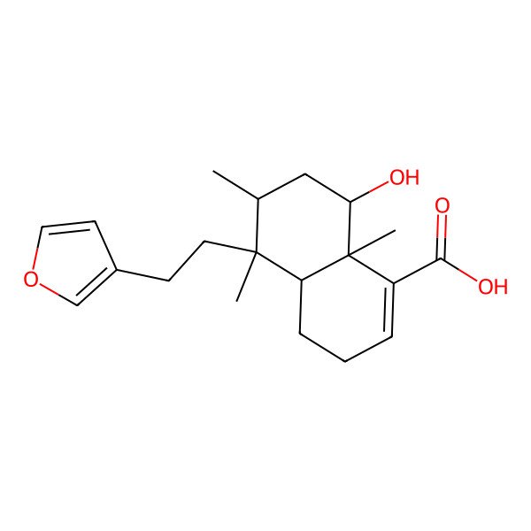 2D Structure of 5-[2-(Furan-3-YL)ethyl]-8-hydroxy-5,6,8A-trimethyl-3,4,4A,6,7,8-hexahydronaphthalene-1-carboxylic acid