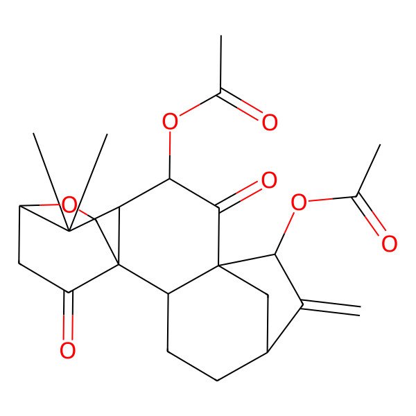 2D Structure of [(1S,2S,5R,7S,8S,10S,11R,13R)-7-acetyloxy-12,12-dimethyl-6-methylidene-9,16-dioxo-14-oxapentacyclo[11.2.2.15,8.01,11.02,8]octadecan-10-yl] acetate