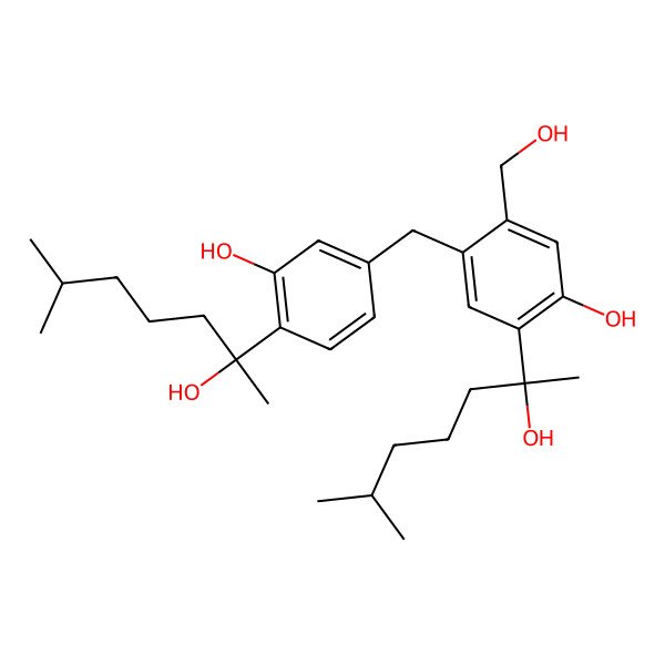 2D Structure of 4-[[3-Hydroxy-4-(2-hydroxy-6-methylheptan-2-yl)phenyl]methyl]-5-(hydroxymethyl)-2-(2-hydroxy-6-methylheptan-2-yl)phenol