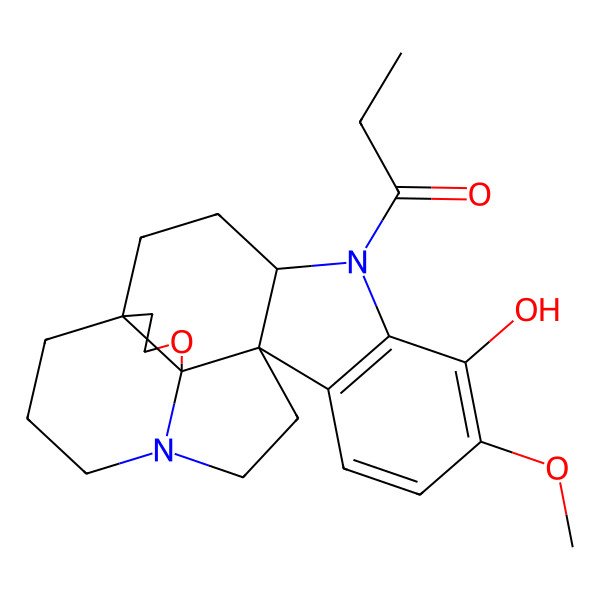 2D Structure of 1-(7-Hydroxy-8-methoxy-17-oxa-5,15-diazahexacyclo[13.4.3.01,16.04,12.06,11.012,16]docosa-6(11),7,9-trien-5-yl)propan-1-one