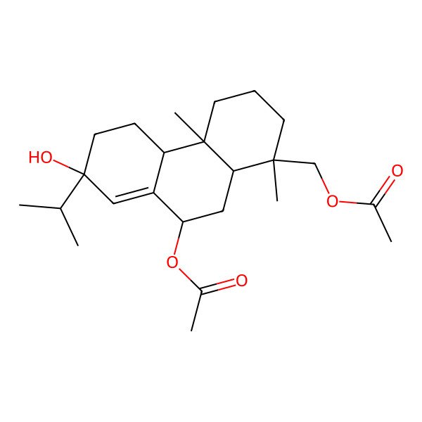 2D Structure of (9-acetyloxy-7-hydroxy-1,4a-dimethyl-7-propan-2-yl-3,4,4b,5,6,9,10,10a-octahydro-2H-phenanthren-1-yl)methyl acetate