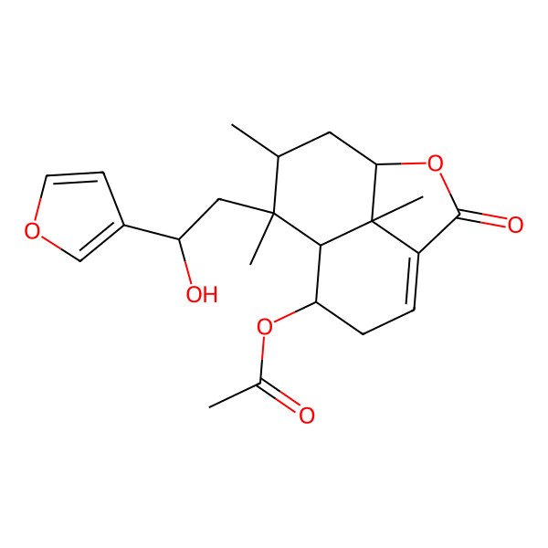 2D Structure of [(1S,7R,8R,9S,10R,12S)-9-[(2S)-2-(furan-3-yl)-2-hydroxyethyl]-9,10,12-trimethyl-3-oxo-2-oxatricyclo[6.3.1.04,12]dodec-4-en-7-yl] acetate