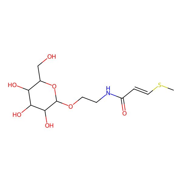 2D Structure of 3-methylsulfanyl-N-[2-[(2R,3R,4S,5S,6R)-3,4,5-trihydroxy-6-(hydroxymethyl)oxan-2-yl]oxyethyl]prop-2-enamide