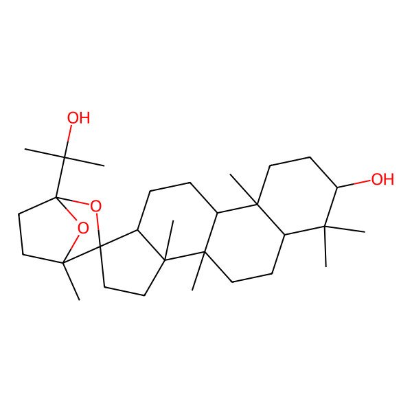 2D Structure of (1'R,3R,4'S,5S,8R,9R,10R,13S,14R,17R)-1'-(2-hydroxypropan-2-yl)-4,4,4',8,10,14-hexamethylspiro[1,2,3,5,6,7,9,11,12,13,15,16-dodecahydrocyclopenta[a]phenanthrene-17,3'-2,7-dioxabicyclo[2.2.1]heptane]-3-ol