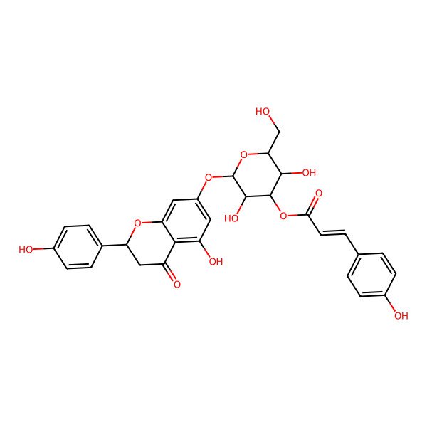 2D Structure of [3,5-Dihydroxy-2-[[5-hydroxy-2-(4-hydroxyphenyl)-4-oxo-2,3-dihydrochromen-7-yl]oxy]-6-(hydroxymethyl)oxan-4-yl] 3-(4-hydroxyphenyl)prop-2-enoate