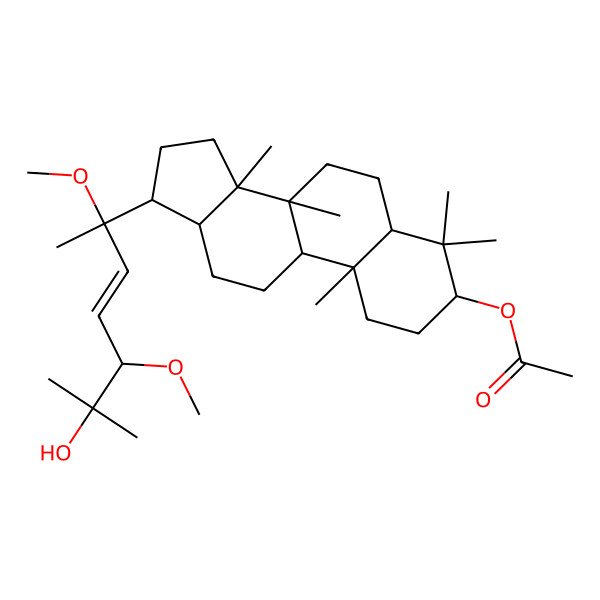 2D Structure of [(3S,5R,8R,9R,10R,13R,14R,17S)-17-[(E,2R,5S)-6-hydroxy-2,5-dimethoxy-6-methylhept-3-en-2-yl]-4,4,8,10,14-pentamethyl-2,3,5,6,7,9,11,12,13,15,16,17-dodecahydro-1H-cyclopenta[a]phenanthren-3-yl] acetate