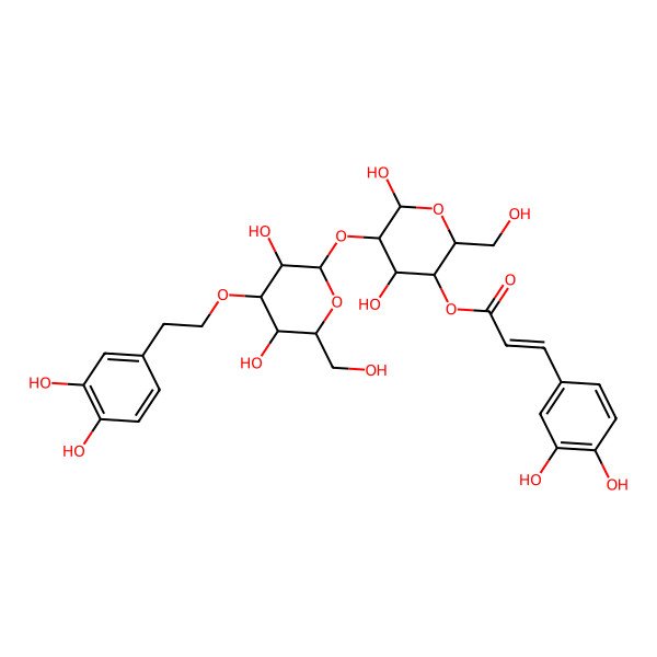 2D Structure of [(2R,3S,4S,5R,6R)-5-[(2S,3R,4S,5R,6R)-4-[2-(3,4-dihydroxyphenyl)ethoxy]-3,5-dihydroxy-6-(hydroxymethyl)oxan-2-yl]oxy-4,6-dihydroxy-2-(hydroxymethyl)oxan-3-yl] (E)-3-(3,4-dihydroxyphenyl)prop-2-enoate