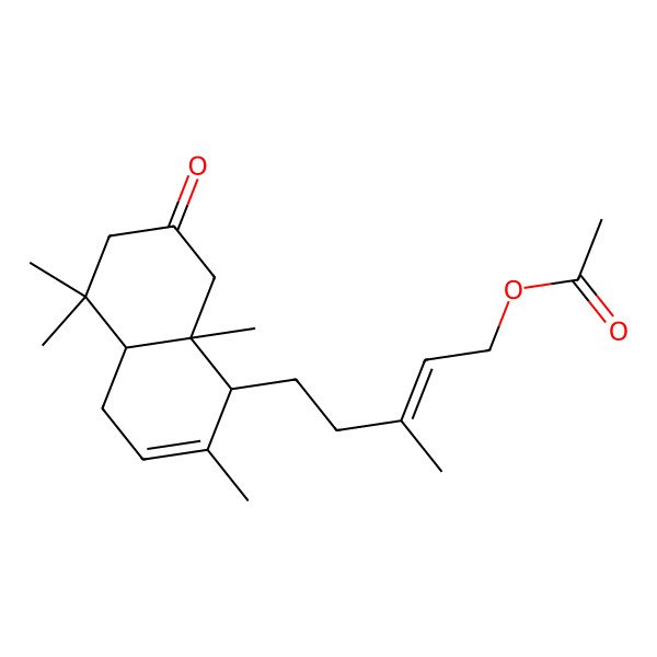 2D Structure of [(E)-5-[(1R,4aR,8aR)-2,5,5,8a-tetramethyl-7-oxo-4,4a,6,8-tetrahydro-1H-naphthalen-1-yl]-3-methylpent-2-enyl] acetate