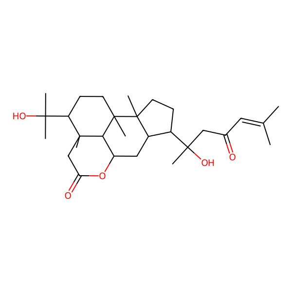 2D Structure of 13-(2-Hydroxy-6-methyl-4-oxohept-5-en-2-yl)-6-(2-hydroxypropan-2-yl)-5,9,10-trimethyl-2-oxatetracyclo[7.6.1.05,16.010,14]hexadecan-3-one