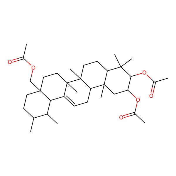 2D Structure of [(1R,2S,4aS,6aS,6aS,6bR,8aR,10R,11S,12aR,14bR)-10,11-diacetyloxy-1,2,6a,6b,9,9,12a-heptamethyl-2,3,4,5,6,6a,7,8,8a,10,11,12,13,14b-tetradecahydro-1H-picen-4a-yl]methyl acetate