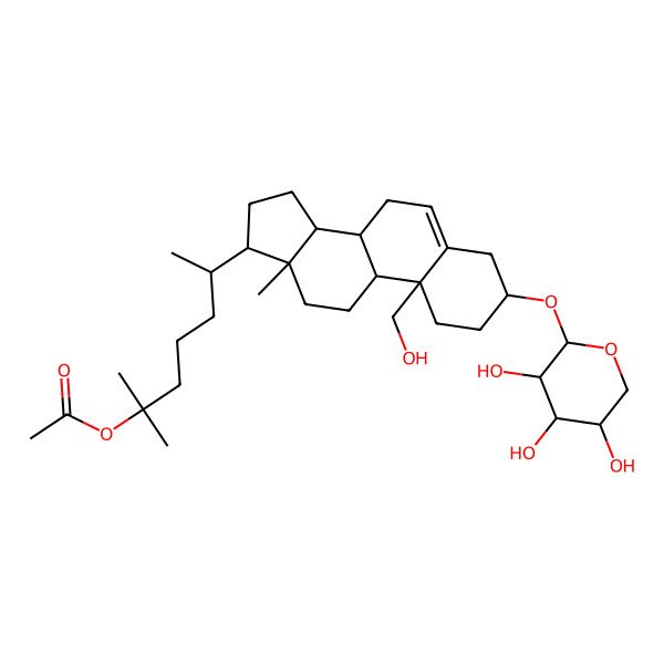 2D Structure of [6-[10-(hydroxymethyl)-13-methyl-3-(3,4,5-trihydroxyoxan-2-yl)oxy-2,3,4,7,8,9,11,12,14,15,16,17-dodecahydro-1H-cyclopenta[a]phenanthren-17-yl]-2-methylheptan-2-yl] acetate