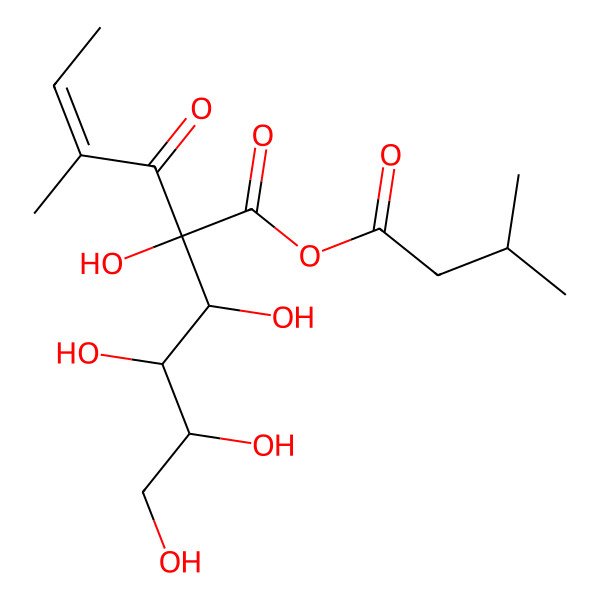 2D Structure of 3-methylbutanoyl (Z,2S)-2-hydroxy-4-methyl-3-oxo-2-[(1S,2R,3R)-1,2,3,4-tetrahydroxybutyl]hex-4-enoate