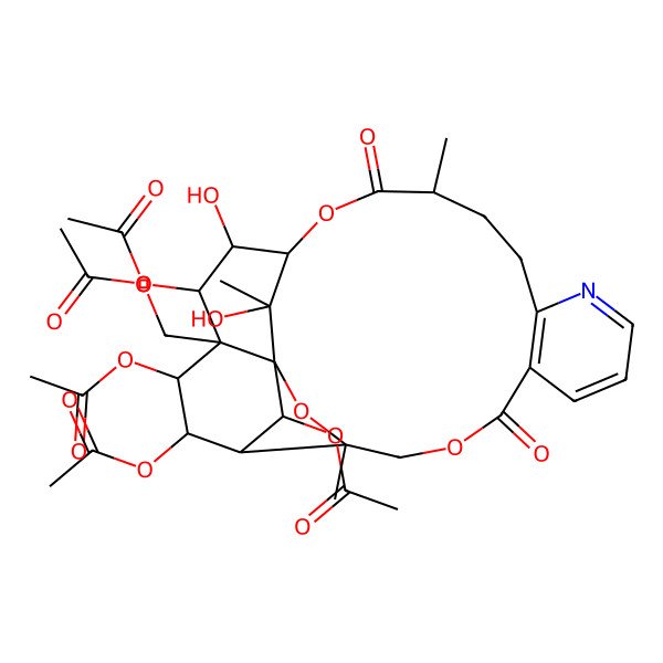 2D Structure of [(1S,3S,15R,18R,19S,20S,21S,22S,23S,24R,25S,26S)-20,22,23,25-tetraacetyloxy-19,26-dihydroxy-3,15,26-trimethyl-6,16-dioxo-2,5,17-trioxa-11-azapentacyclo[16.7.1.01,21.03,24.07,12]hexacosa-7(12),8,10-trien-21-yl]methyl acetate