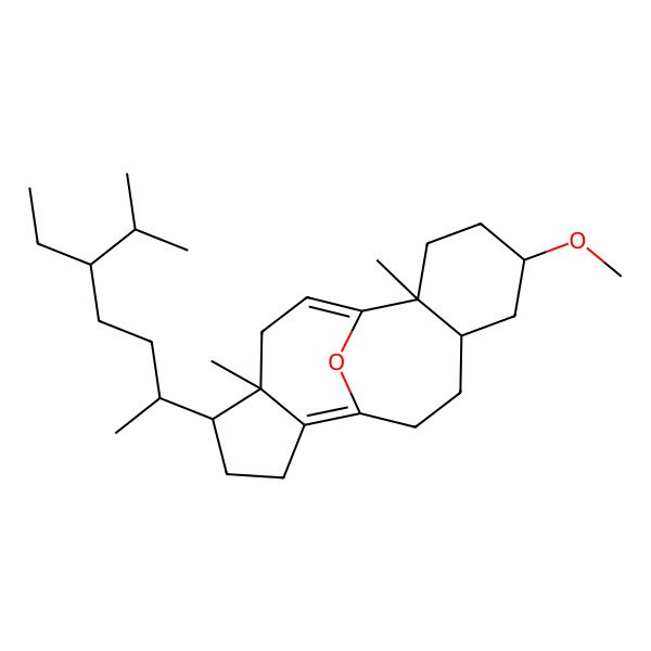 2D Structure of (2S,5S,7S,14R,15R)-14-[(2R,5S)-5-ethyl-6-methylheptan-2-yl]-5-methoxy-2,15-dimethyl-18-oxatetracyclo[8.7.1.02,7.011,15]octadeca-1(17),10-diene