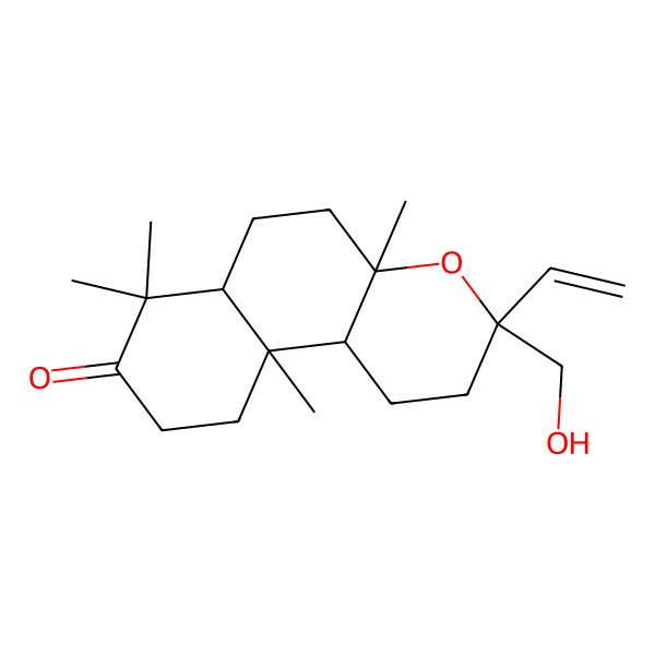 2D Structure of (3R,4aS,6aR,10aR,10bR)-3-ethenyl-3-(hydroxymethyl)-4a,7,7,10a-tetramethyl-1,2,5,6,6a,9,10,10b-octahydrobenzo[f]chromen-8-one