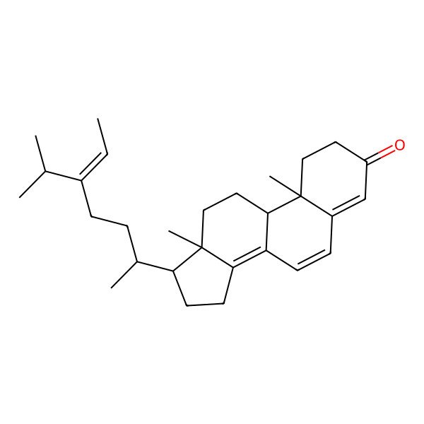 2D Structure of (9R,10R,13R,17R)-10,13-dimethyl-17-[(E,2R)-5-propan-2-ylhept-5-en-2-yl]-1,2,9,11,12,15,16,17-octahydrocyclopenta[a]phenanthren-3-one
