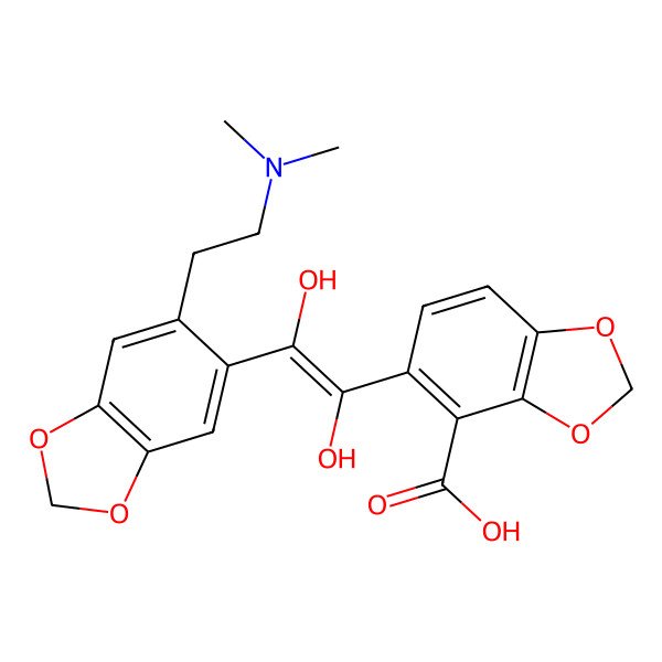 2D Structure of 5-[(E)-2-[6-[2-(dimethylamino)ethyl]-1,3-benzodioxol-5-yl]-1,2-dihydroxyethenyl]-1,3-benzodioxole-4-carboxylic acid