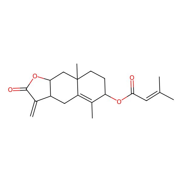 2D Structure of (5,8a-dimethyl-3-methylidene-2-oxo-4,6,7,8,9,9a-hexahydro-3aH-benzo[f][1]benzofuran-6-yl) 3-methylbut-2-enoate