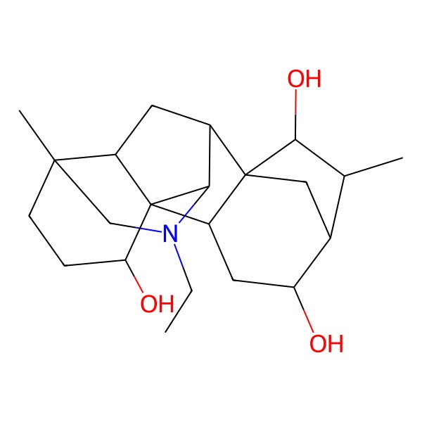 2D Structure of (1R,2R,4R,5R,6S,7R,8R,9R,10R,13R,16S,17R)-11-ethyl-6,13-dimethyl-11-azahexacyclo[7.7.2.15,8.01,10.02,8.013,17]nonadecane-4,7,16-triol