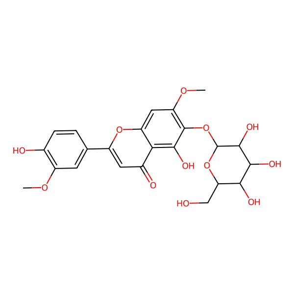 2D Structure of 5-hydroxy-2-(4-hydroxy-3-methoxyphenyl)-7-methoxy-6-[(2S,3R,4S,5S,6S)-3,4,5-trihydroxy-6-(hydroxymethyl)oxan-2-yl]oxychromen-4-one