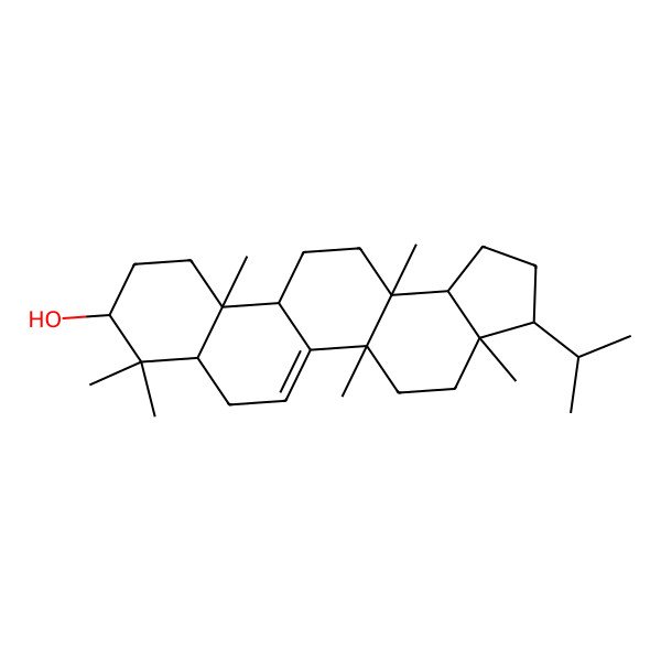 2D Structure of 3a,5a,8,8,11a,13a-Hexamethyl-3-propan-2-yl-1,2,3,4,5,7,7a,9,10,11,11b,12,13,13b-tetradecahydrocyclopenta[a]chrysen-9-ol