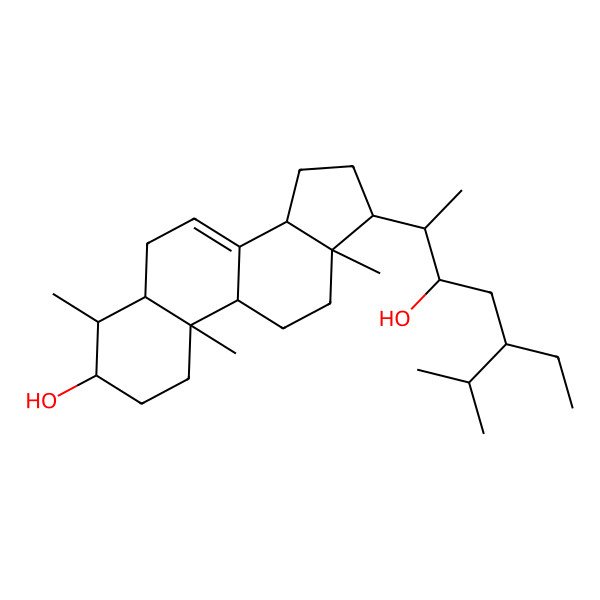 2D Structure of 17-(5-ethyl-3-hydroxy-6-methylheptan-2-yl)-4,10,13-trimethyl-2,3,4,5,6,9,11,12,14,15,16,17-dodecahydro-1H-cyclopenta[a]phenanthren-3-ol