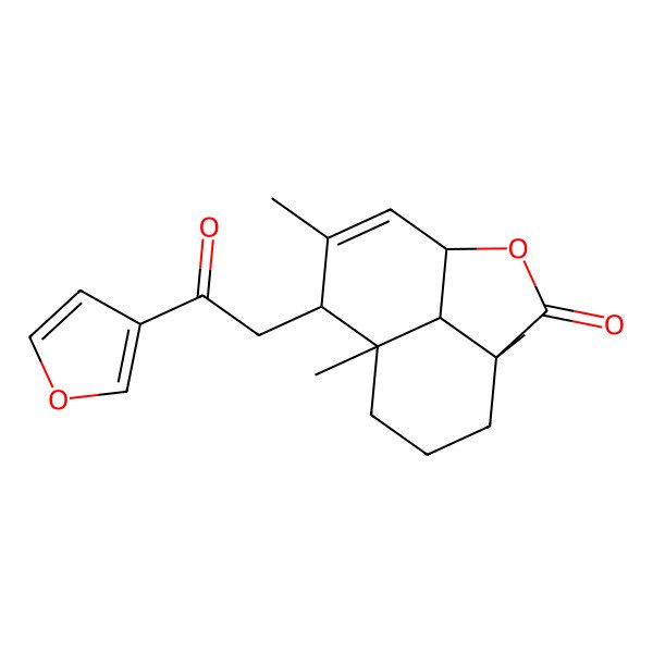 2D Structure of (1S,4S,8R,9S,12R)-9-[2-(furan-3-yl)-2-oxoethyl]-4,8,10-trimethyl-2-oxatricyclo[6.3.1.04,12]dodec-10-en-3-one