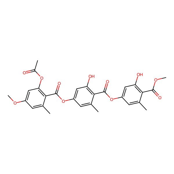 2D Structure of Methyl 4-[4-(2-acetyloxy-4-methoxy-6-methylbenzoyl)oxy-2-hydroxy-6-methylbenzoyl]oxy-2-hydroxy-6-methylbenzoate