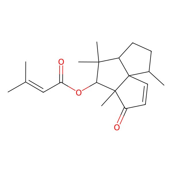 2D Structure of [(1R,5R,6S,8R,11R)-5,7,7,11-tetramethyl-4-oxo-6-tricyclo[6.3.0.01,5]undec-2-enyl] 3-methylbut-2-enoate