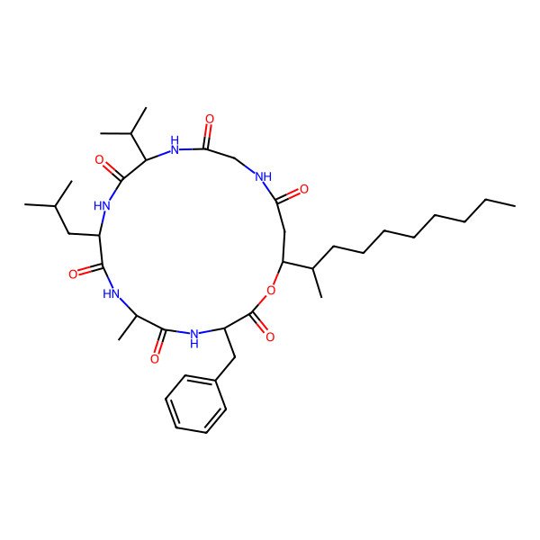 2D Structure of cyclo[DL-Ala-DL-Phe-ObAla(3-dec-2-yl)-Gly-DL-Val-DL-Leu]